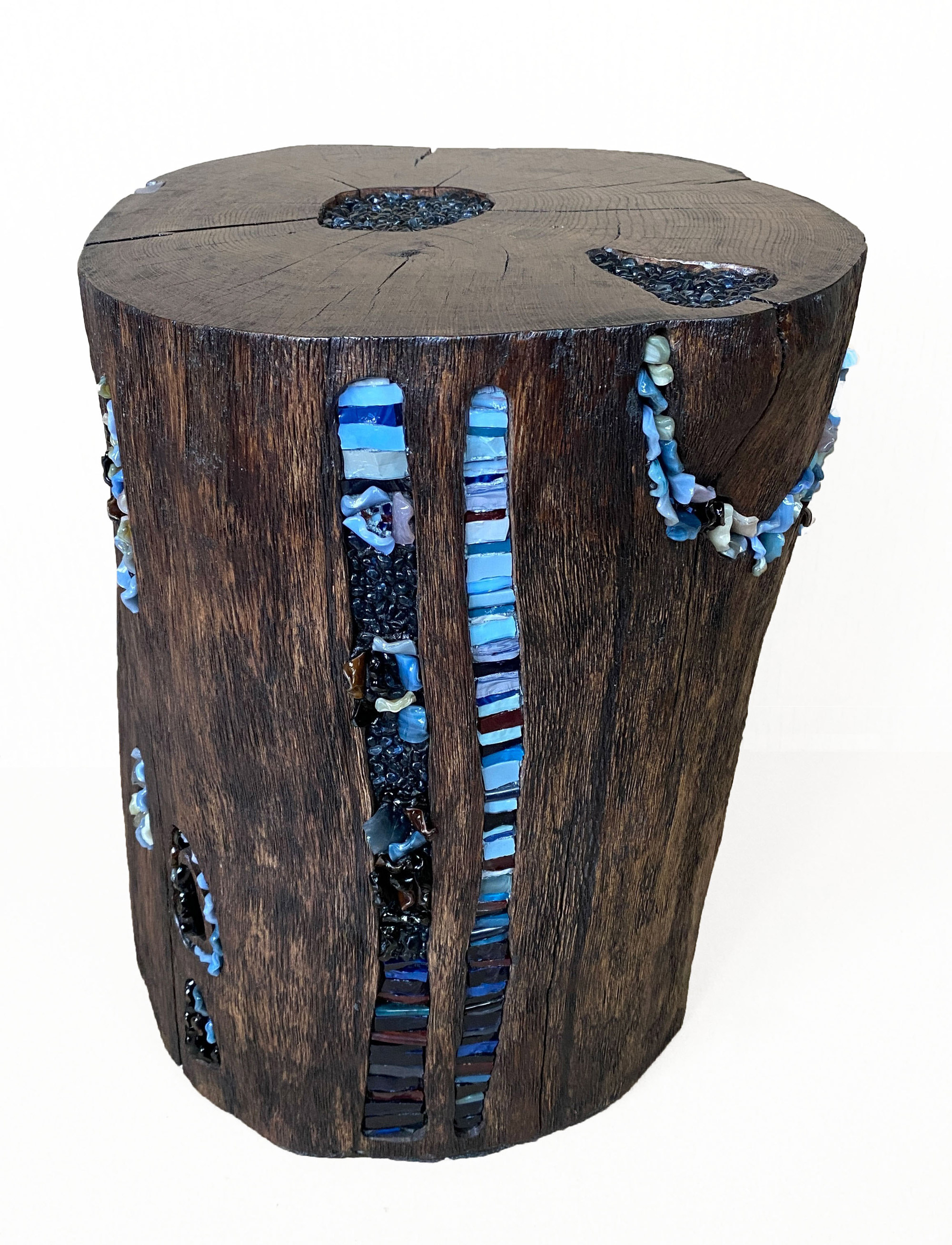 Табурет/журнальный столик "Пень" дерево, стекло, мозаика